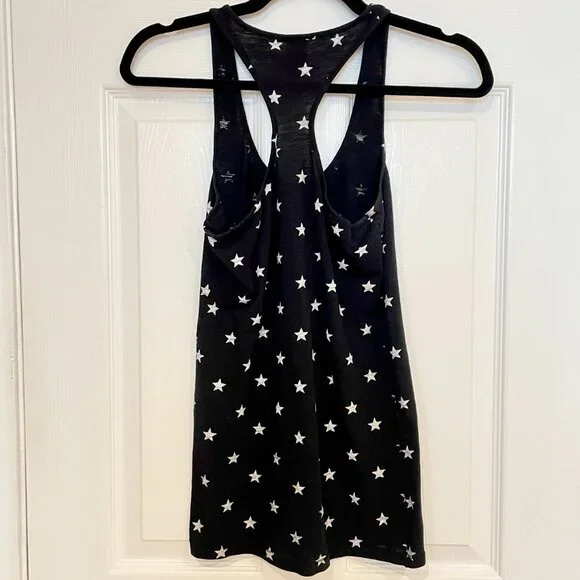 Cute Victoria's Secret Pink Black Distressed Gray Star Print Racerback Tank - Picture 2 of 5